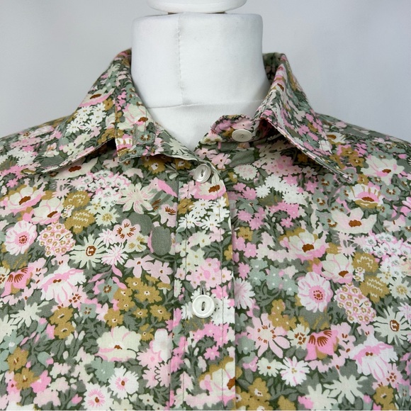 James Meade Liberty Print Shirt Size 16 Floral Cotton Long Sleeves Button Up - Picture 3 of 7